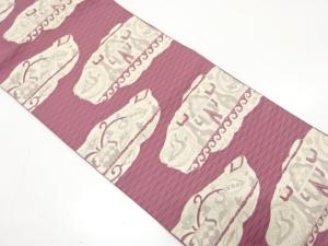 アンティーク　花鳥更紗模様織り出し名古屋帯（着用可）